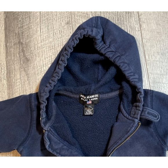 Polo Ralph Lauren Jacket Infant Baby 6-12 Months‎ Blue Hooded Zip Pockets Cotton - Picture 3 of 8